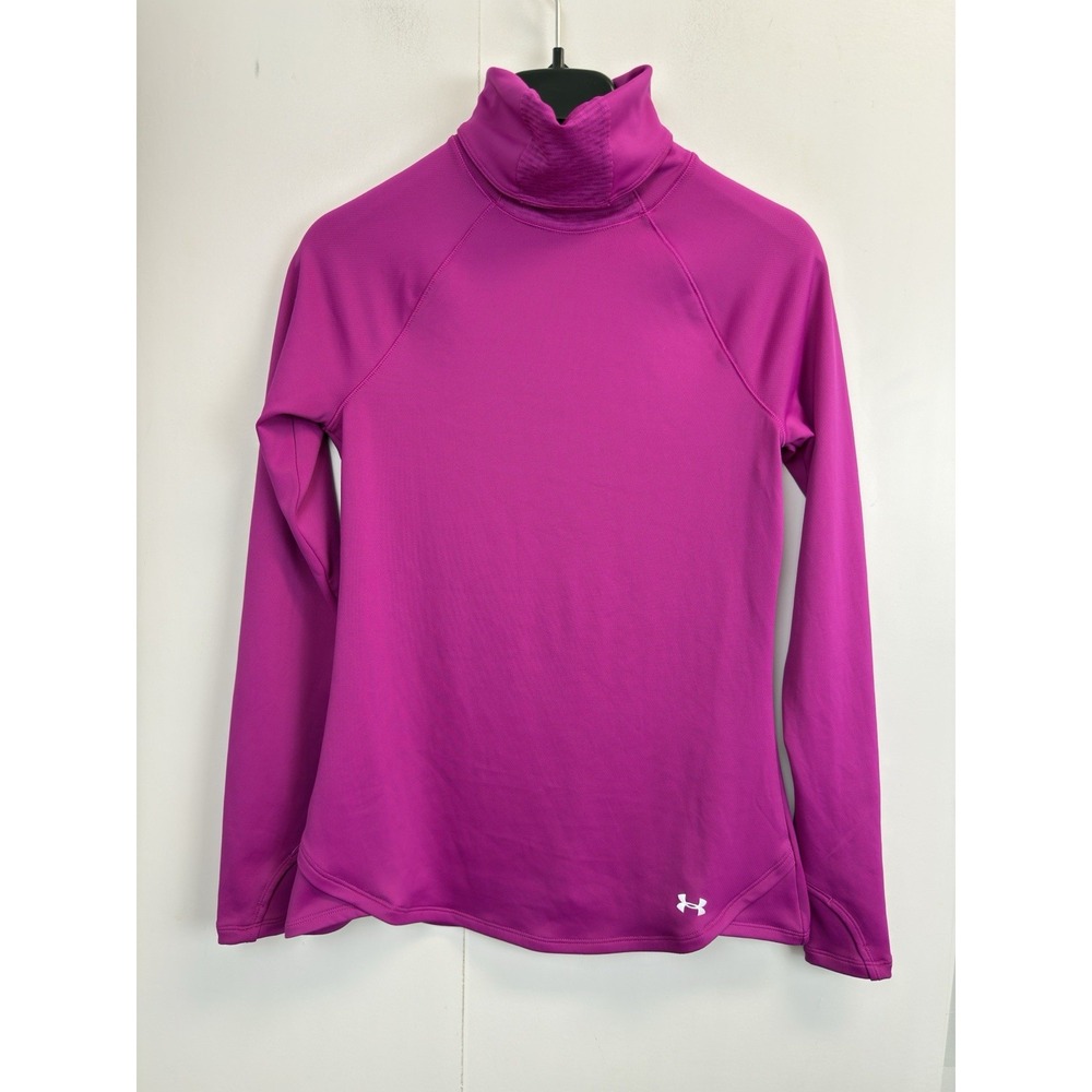 UNDER ARMOUR Fitted ColdGear Mock‎ Neck Top Fuchsia Women's S Tumbhole Face Mask